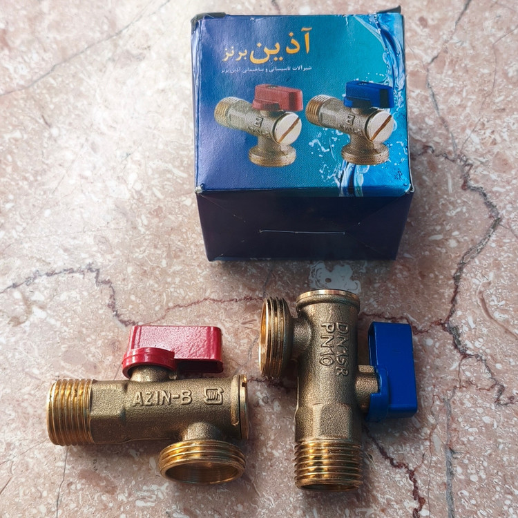 شیر ورودی لباسشویی تکی سایز 3/4 مدل آذین برنز